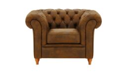 Chesterfield Armchair, Brown, Leg colour: aveo - thumbnail 1