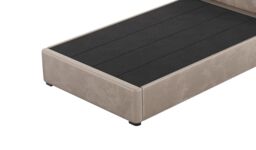 Lewis 4ft Small Double Bed Frame Modern Horizontal Stitch Headboard, mink, Leg colour: black - thumbnail 2