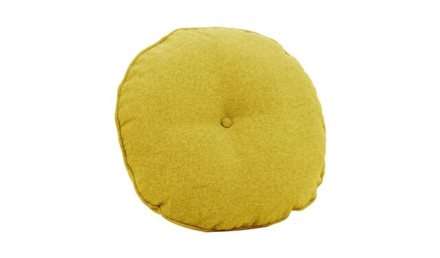 Round single button cushion, yellow