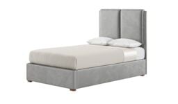 Felix 4ft Small Double Bed Frame With Contemporary Twin Panel Headboard, silver, Leg colour: aveo