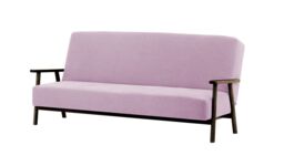 Luppo Click-Clack Folding Sofa Bed, pink, Leg colour: dark oak - thumbnail 1