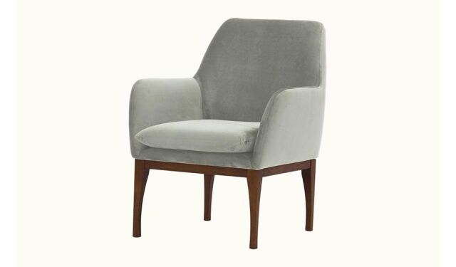 Beca Armchair with Wooden Legs, silver, Leg colour: dark oak - image 1