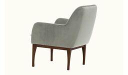 Beca Armchair with Wooden Legs, silver, Leg colour: dark oak - thumbnail 2