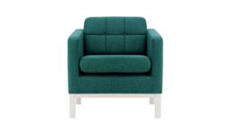 Normann Armchair, blue, Leg colour: white - thumbnail 1