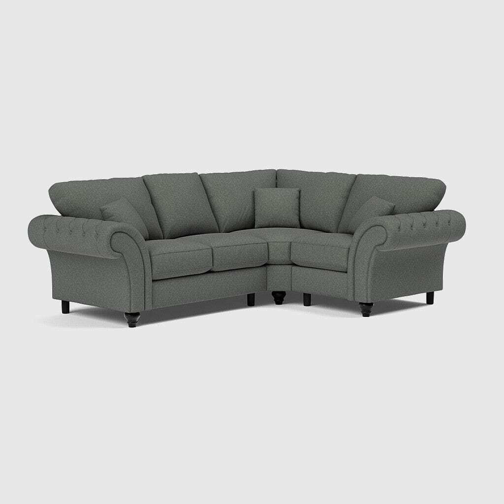 Windsor Highback Soft Textured Linen Right Corner Sofa - Steel The Deal