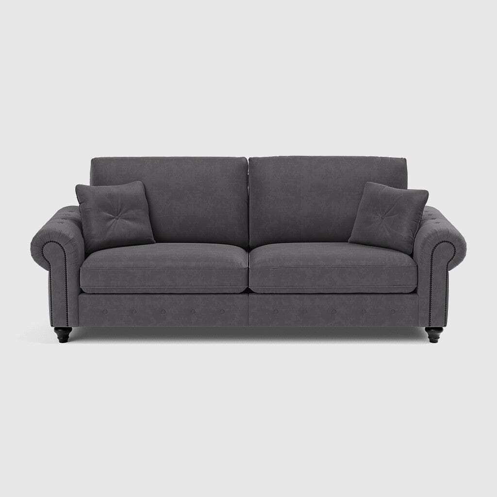 Epping Highback Luxe Velvet 4 Seater Sofa - Steel The Deal