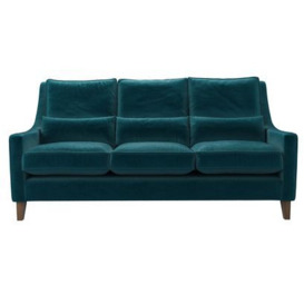 Iggy High Back 3 Seat Sofa in Deep Turquoise Cotton Matt Velvet - sofa.com