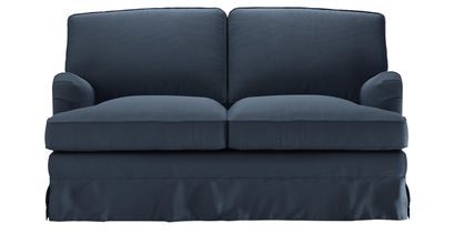 Bluebell Skirted Cover 2 Seat Sofa Bed in Midnight Blue Brushed Linen Cotton - sofa.com