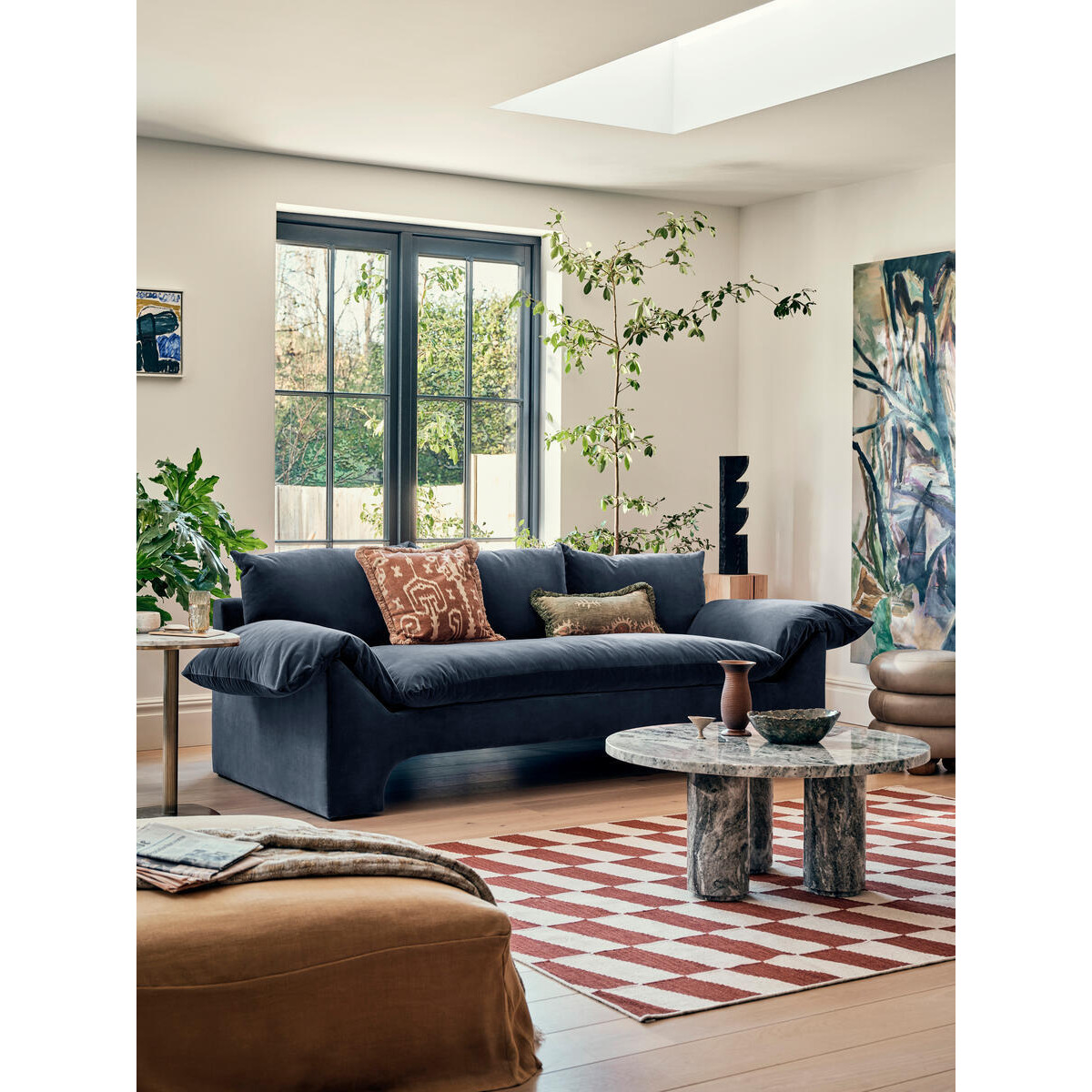 Wyatt Three Seater Sofa, Velvet, Navy by Soho Home Ltd
