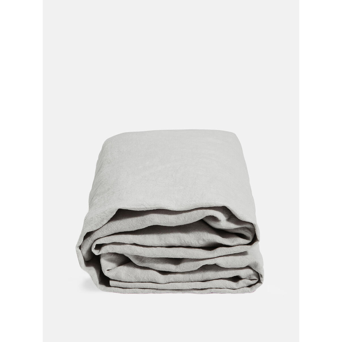 Luna Linen Double Fitted Sheet in Light Grey - Breathable and Durable