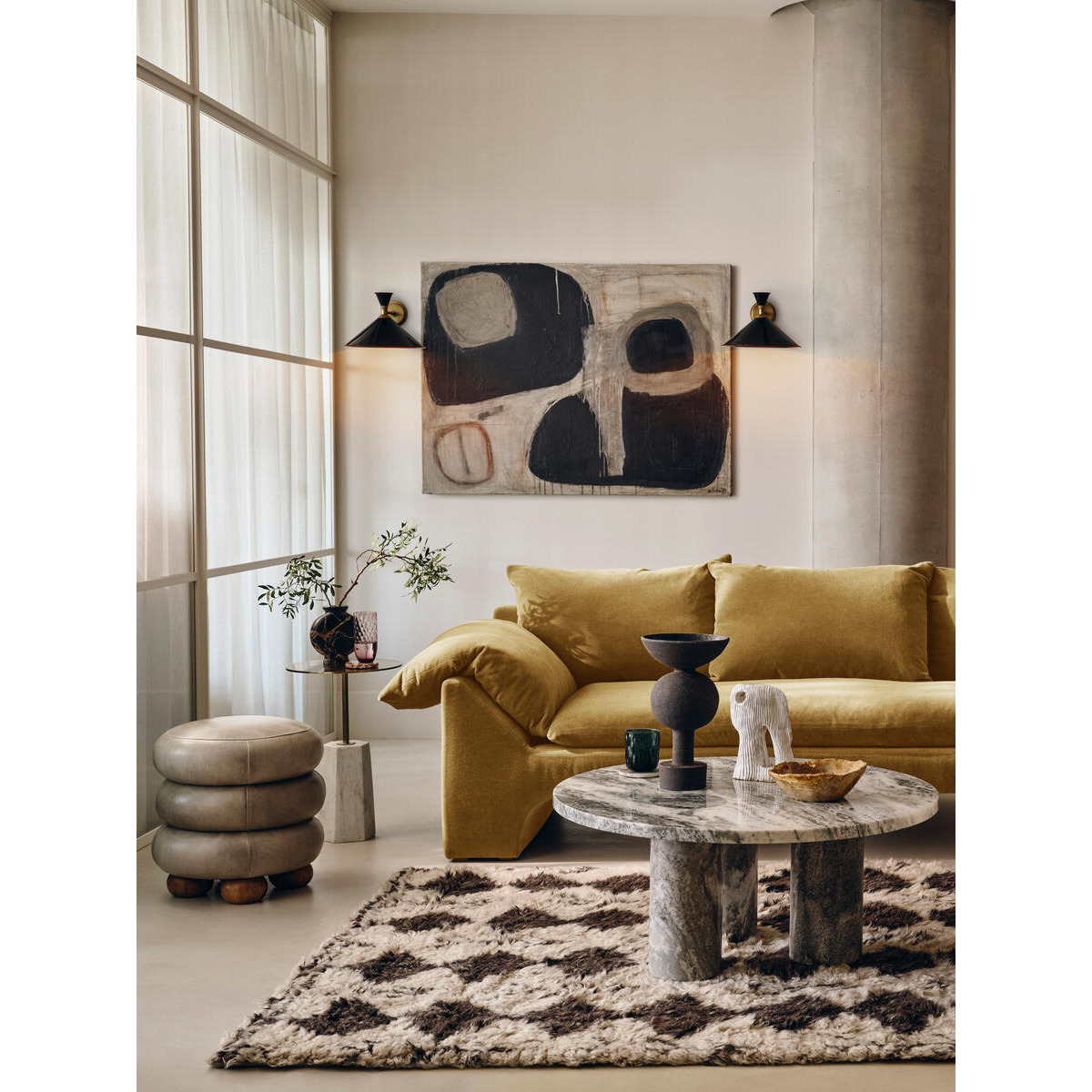 Wyatt Three Seater Sofa, Mohair, Mustard by Soho Home Ltd