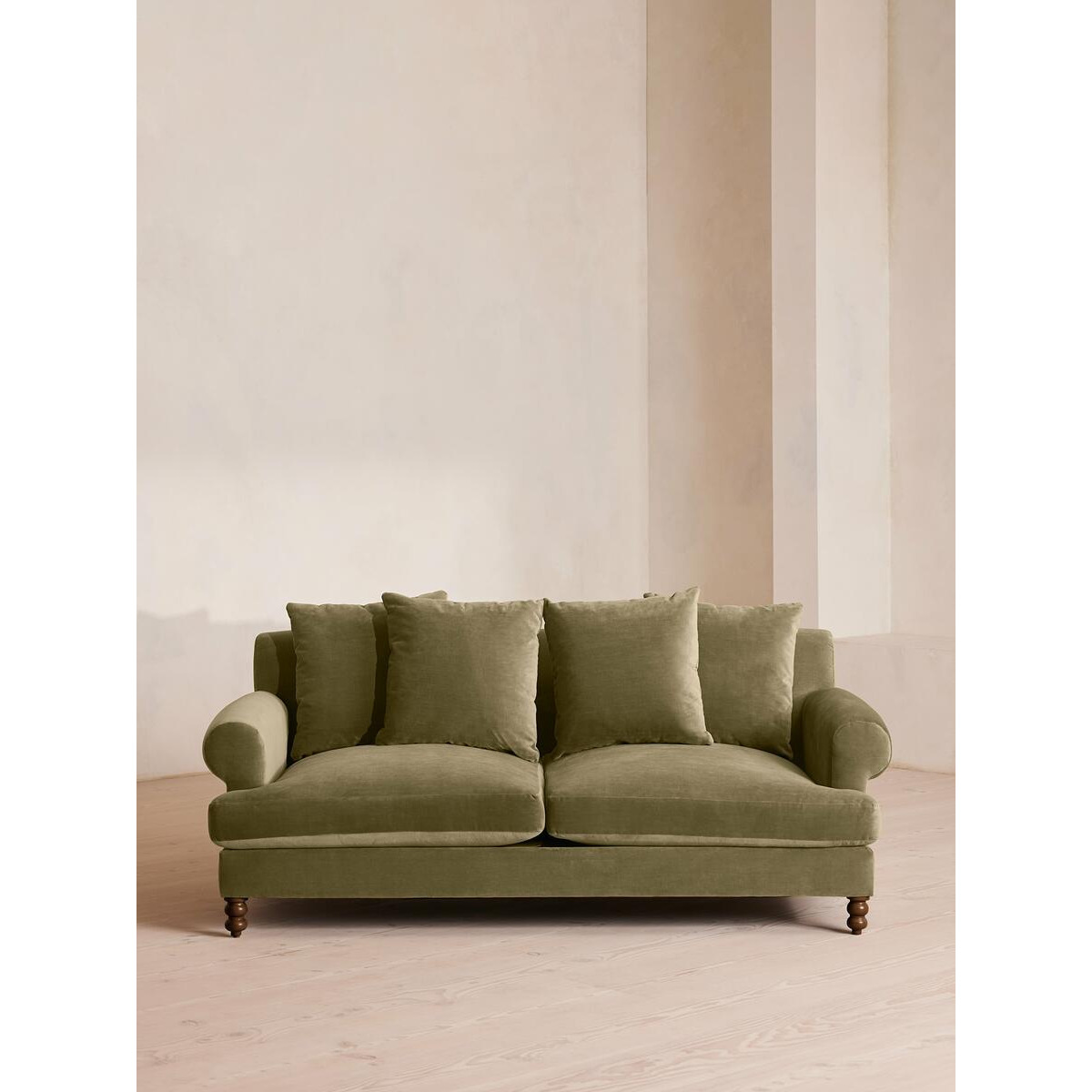 Buy Audrey Two Seater Sofa in Lichen Velvet - crafted in the UK