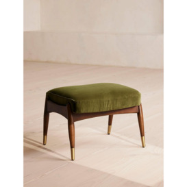 Theodore Velvet Footstool in Olive Green | Vintage-Inspired Design