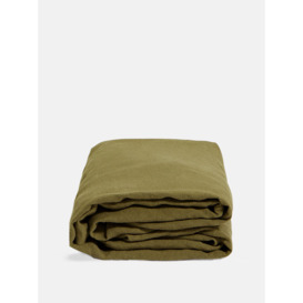 Olive King Size Linen Fitted Sheet - Luna Range | 100% Natural Flax-Fibre Linen