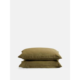 Luna Linen Pillowcase in Olive for a Luxurious Sleep | Set of Two