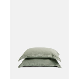 Luna Linen Oxford Pillowcase, Sage, King Size - Buy Online