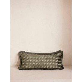 Charis Charcoal Oblong Cushion | Woven Jacquard Fabric with Geometric Design
