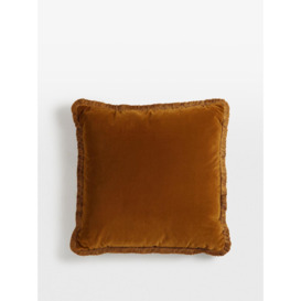 Mustard Margeaux Velvet Cushion | Feather-Filled with Eyelash Fringing