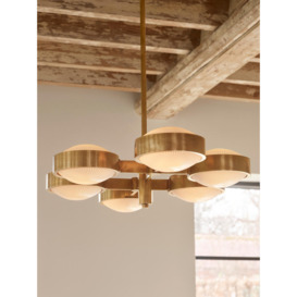 Vintage Edith Chandelier | Antique Brass Finish | Moulded Glass Shades