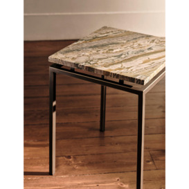 Fernsby Marble Side Table | distinctive Oxidised Iron Tones