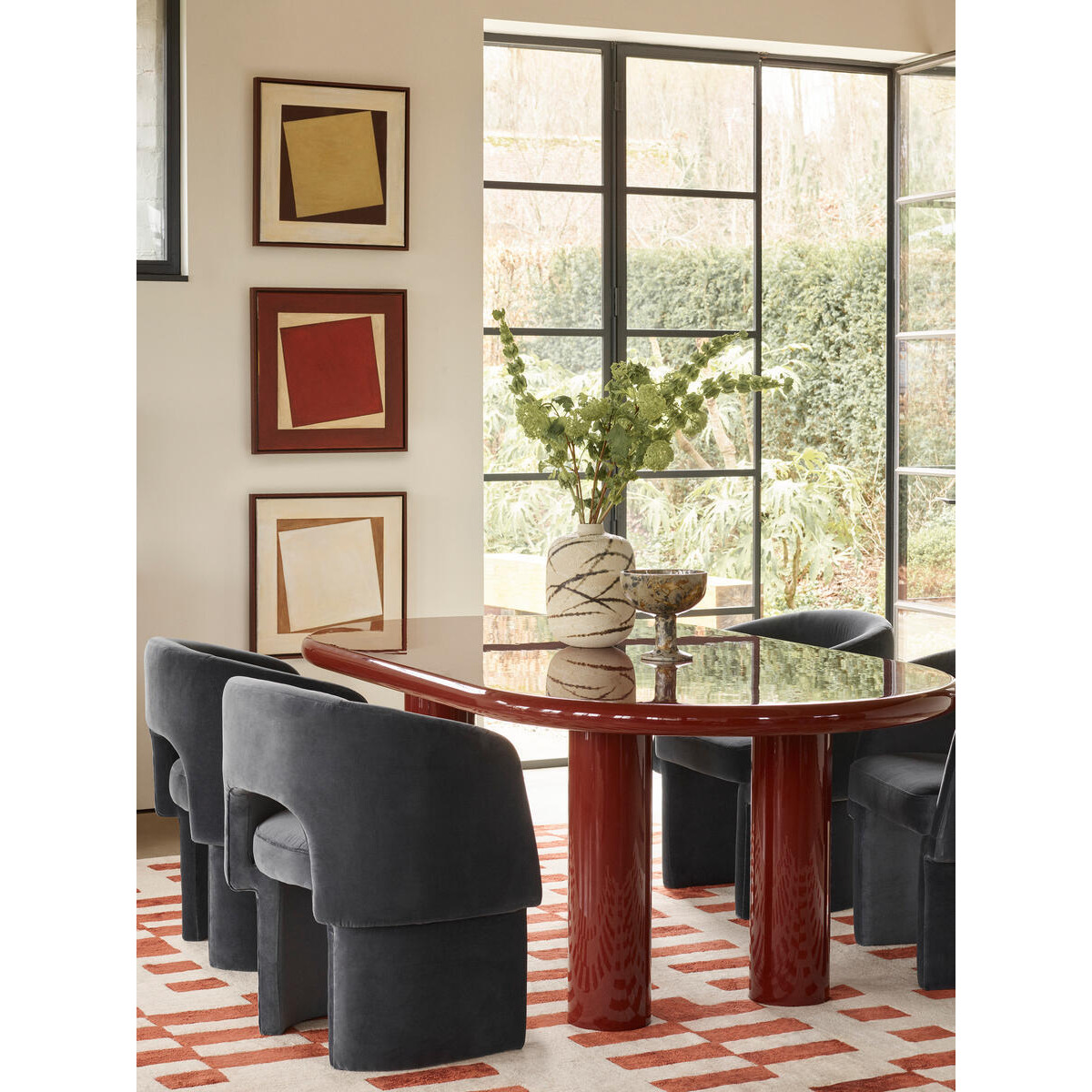 Geona Dining Table, High Gloss Lacquer, Bordeaux by Soho Home Ltd