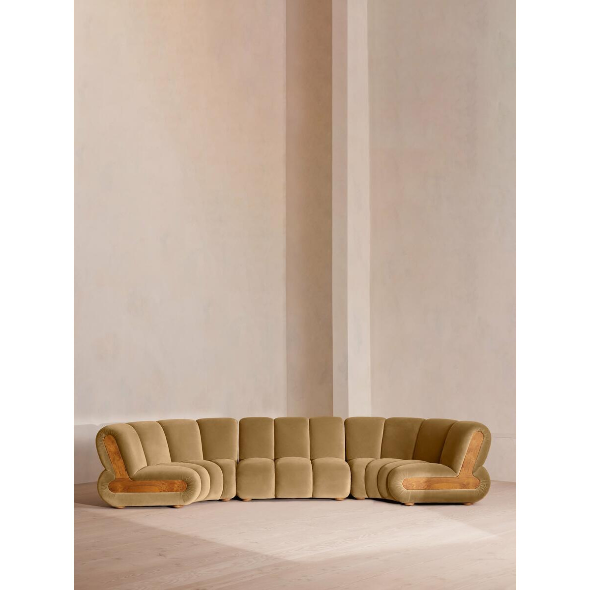 Noelle Modular Curved Sofa in Velvet Camel | Customizable Design