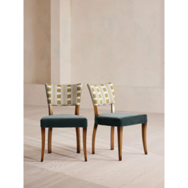 Pair of Molina Armless Dining Chairs, Paxton, Velvet, Grey Blue