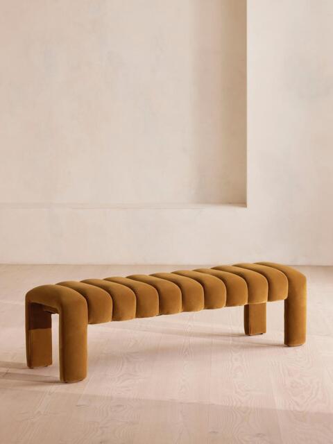 Willis Bench, Velvet, Mustard