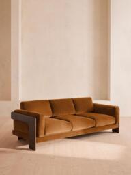 Marcia Three Seater Sofa, Velvet, Mustard