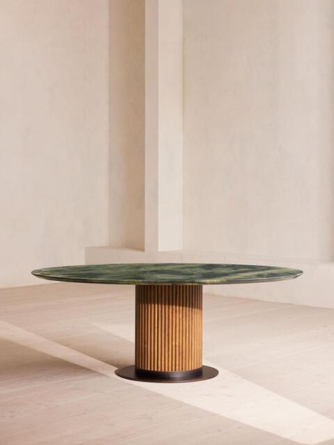 Murcell Oval Dining Table, Brazilian Green Marble by Soho Home Ltd