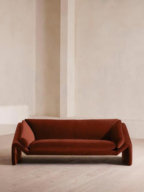 Amble Three Seater Sofa, Velvet, Rust