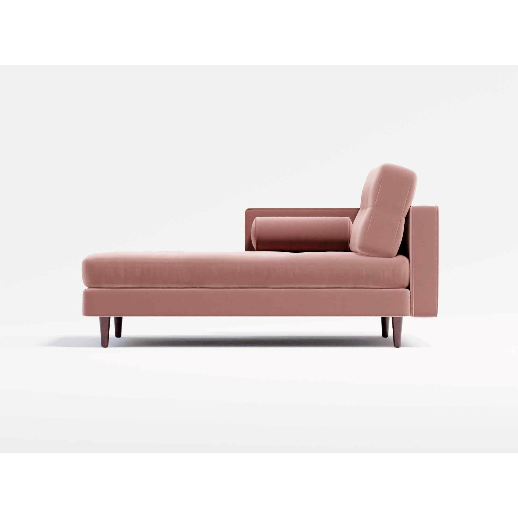 Hayes Velvet Left Hand Chaise Lounge - Blush Pink Velvet