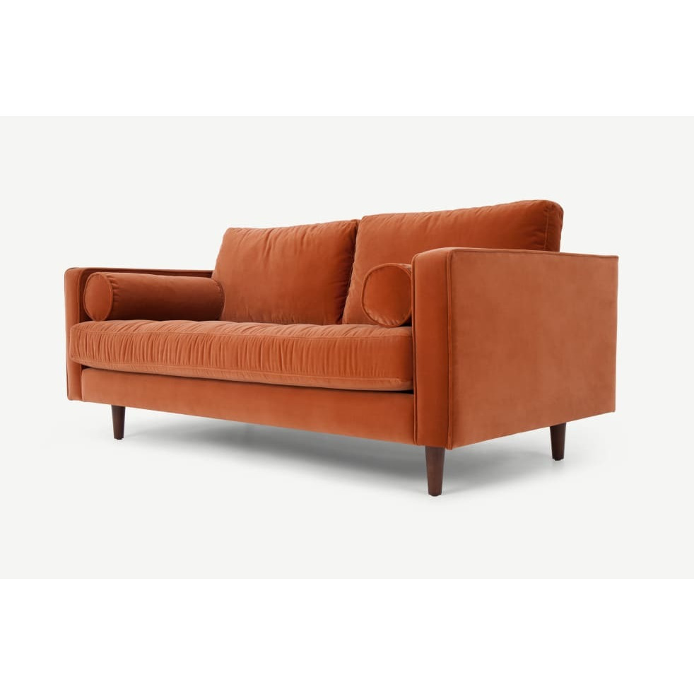 Scott 2 Seater Velvet Sofa - Burnt Orange Velvet