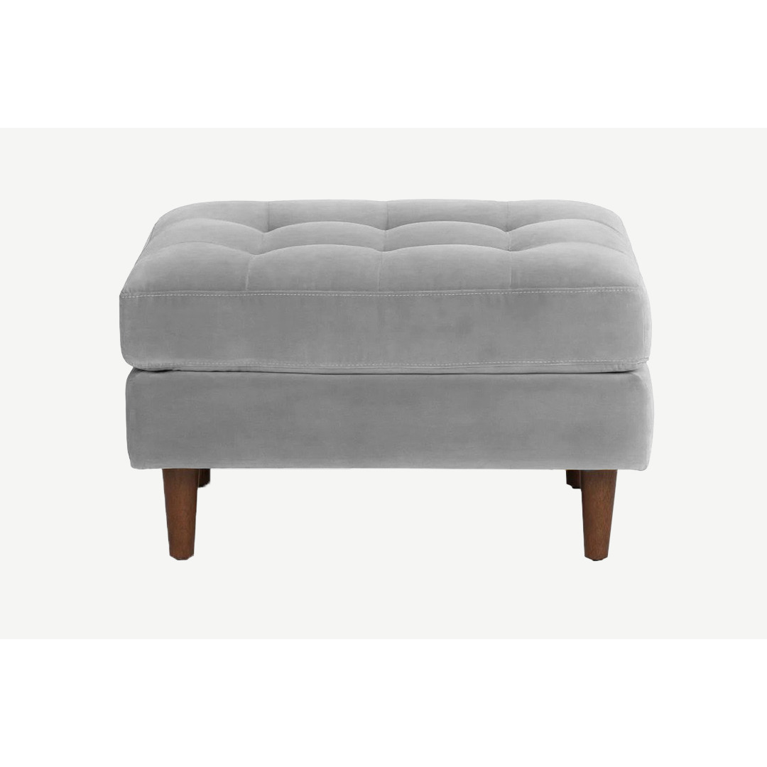 Scott Small Ottoman Light Grey Velvet