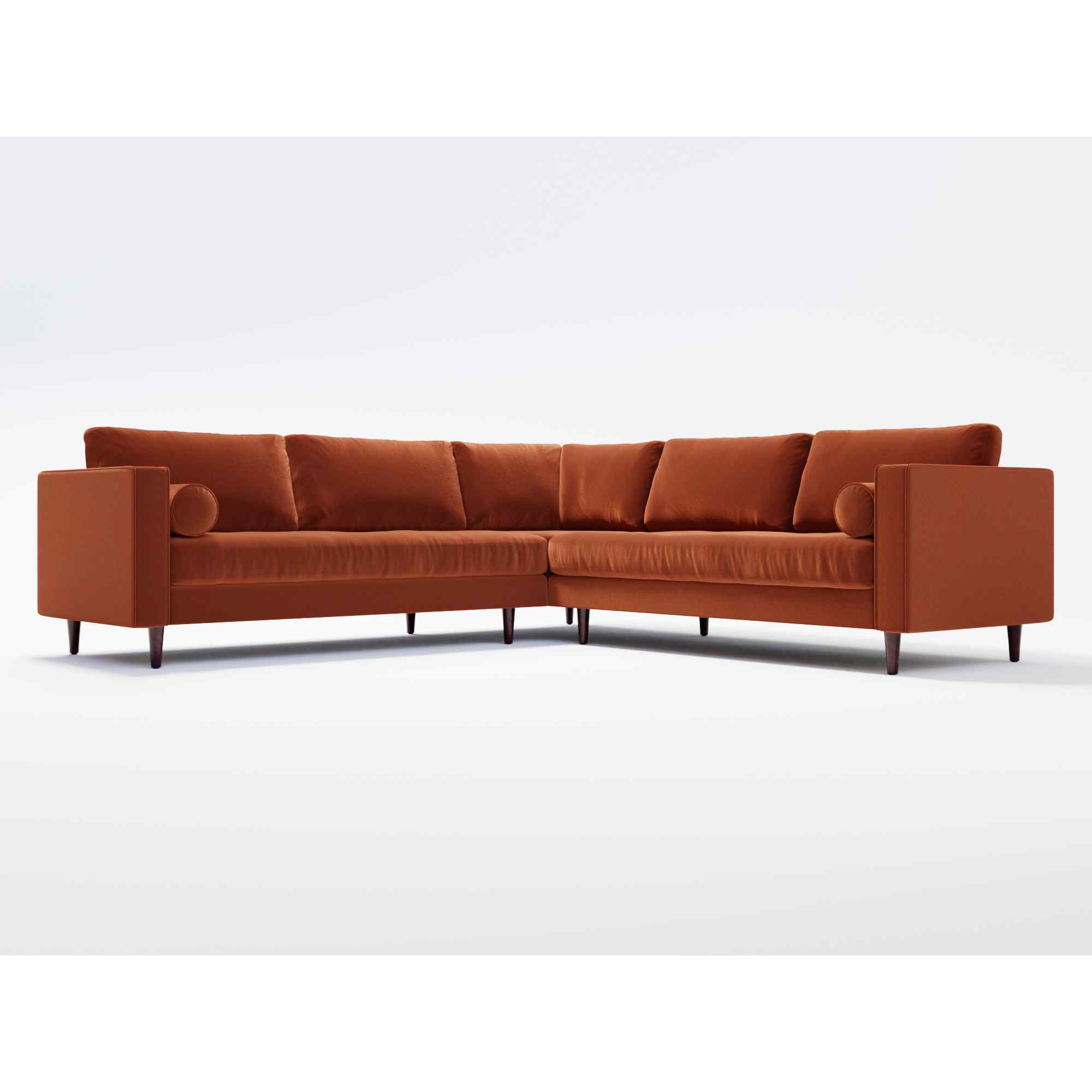 Jacob Corner Sofa Burnt Orange Velvet