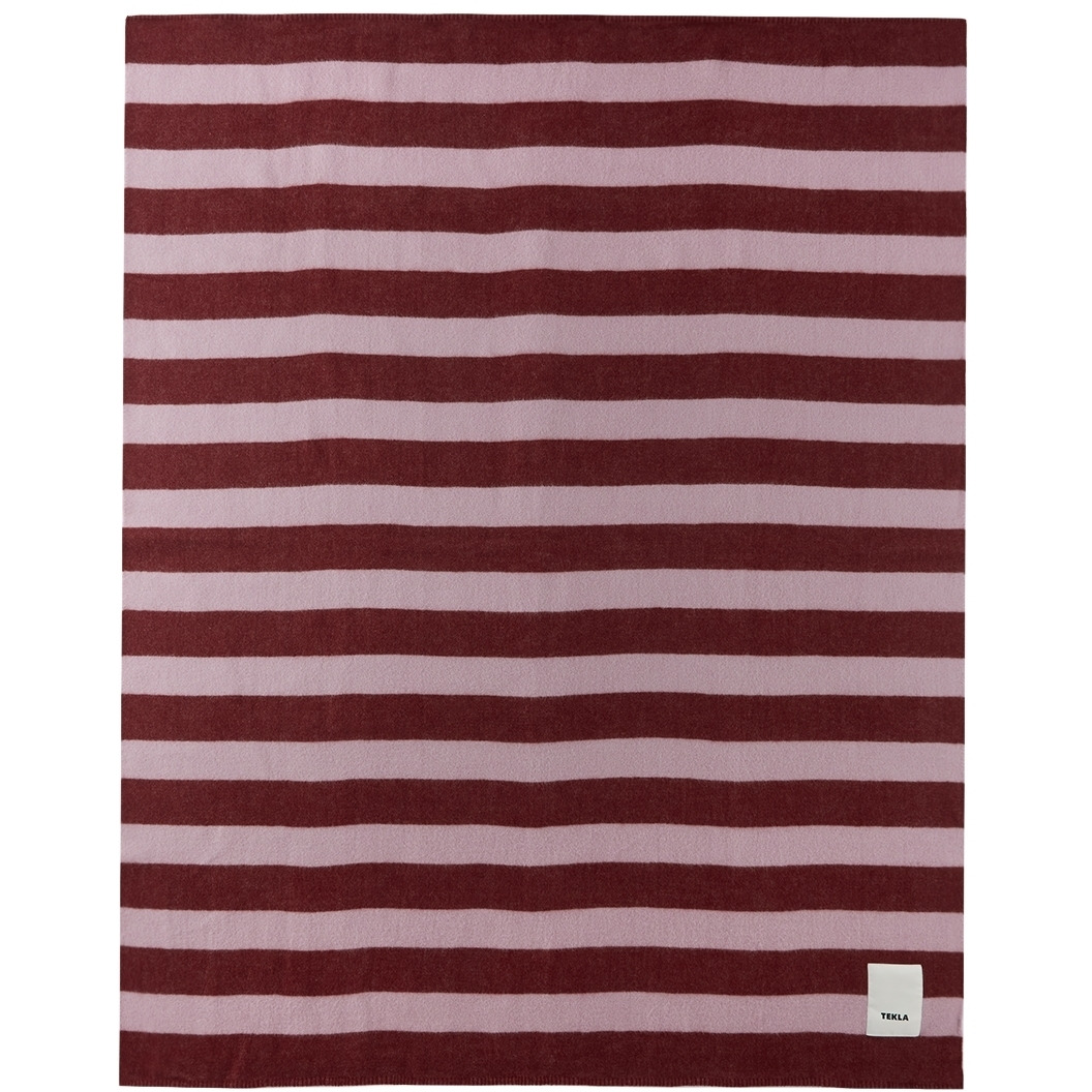 Tekla Burgundy & Pink Stripe Pure New Wool Blanket - image 1
