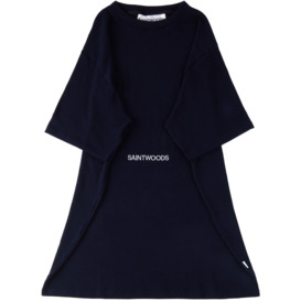 Saintwoods SSENSE Exclusive Navy Wool & Cashmere Oversize T-Shirt Blanket - thumbnail 1