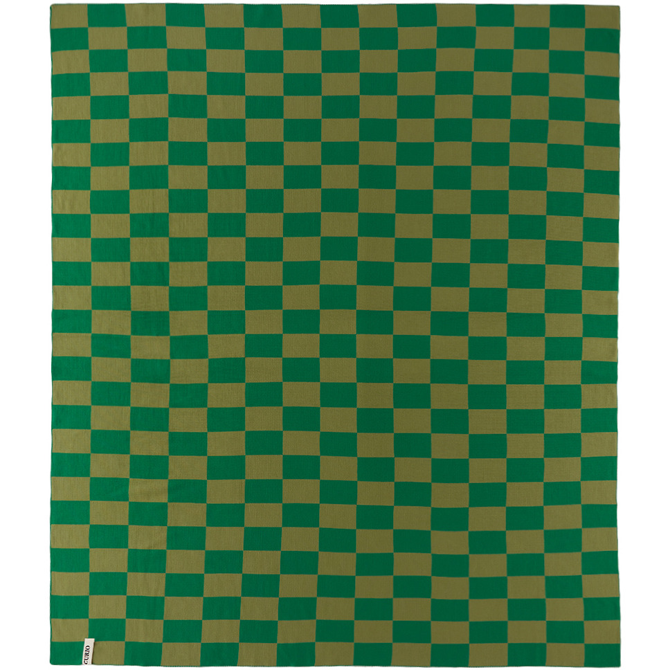 CURIO PRACTICE SSENSE Exclusive Green & Khaki Check Blanket - image 1