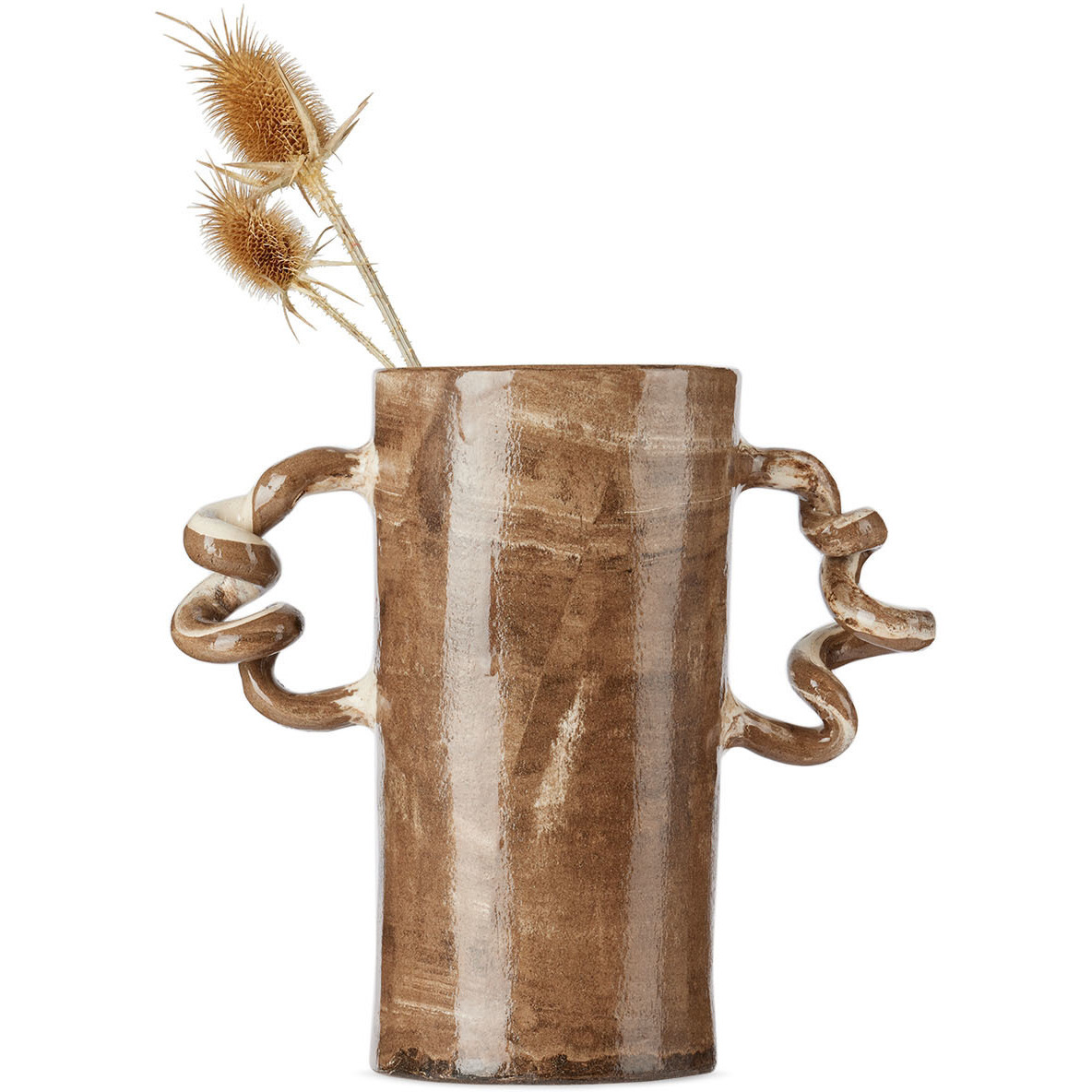 Harlie Brown Studio Brown & White Wiggle Vase - image 1