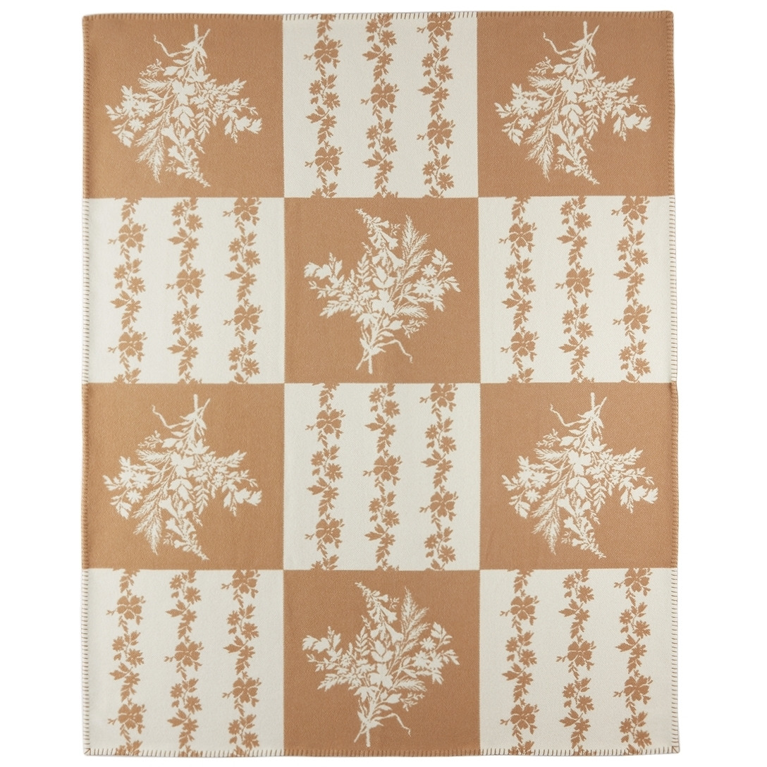 Erdem White & Tan Floral Patchwork Blanket - image 1