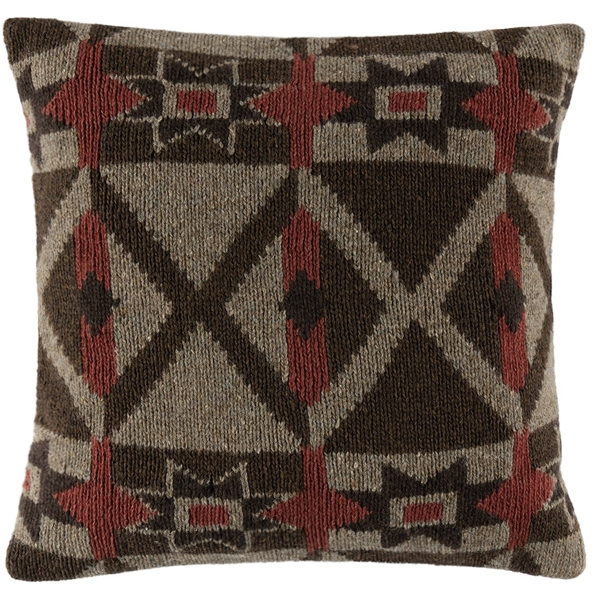 RRL Brown Patterned Wool & Silk Cushion