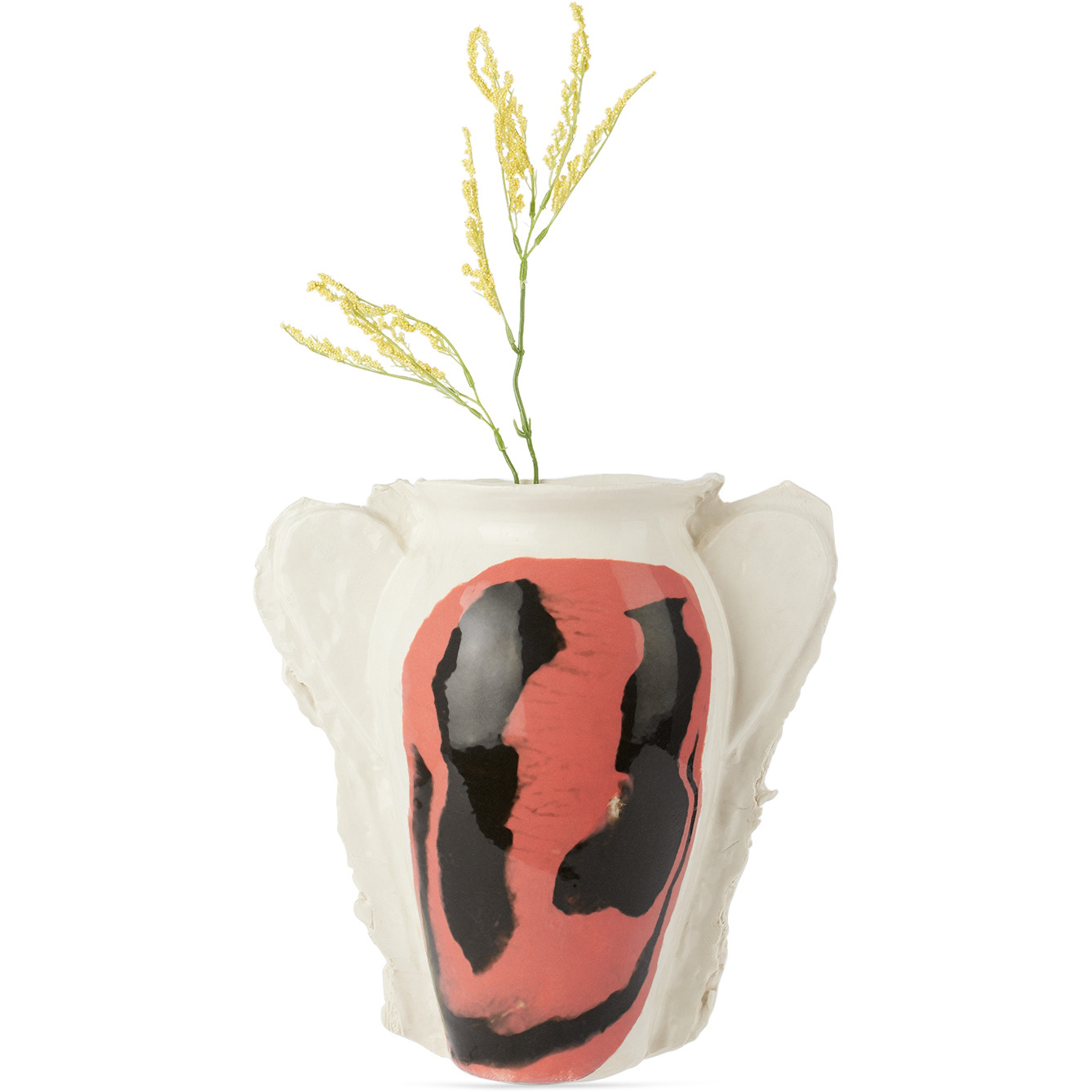 DUM KERAMIK Off-White & Red Large Smiley Face Vase - image 1