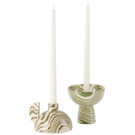 Henry Holland Studio Green & White Duo Candle Holders - thumbnail 2