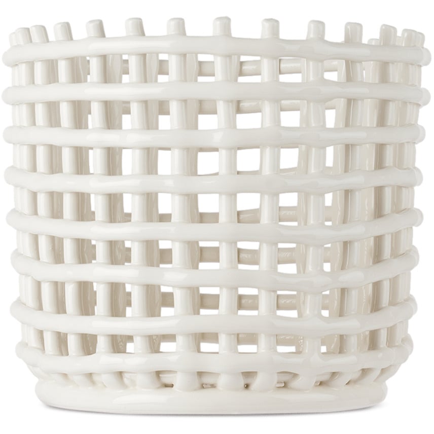ferm LIVING Off-White Large Braided Ceramic Basket - image 1