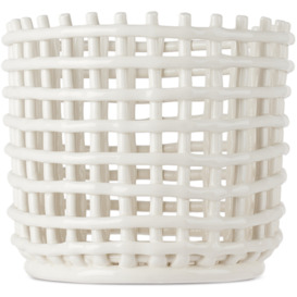 ferm LIVING Off-White Large Braided Ceramic Basket