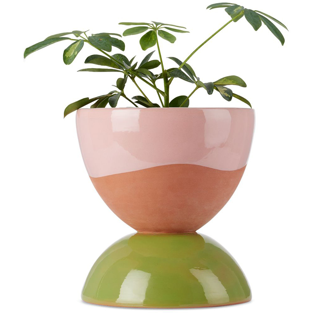 Tina Vaia Green & Pink Medium Chubby Planter - image 1