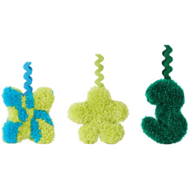 Rashelle SSENSE Exclusive Green & Blue Tufted Ornament Set - thumbnail 1