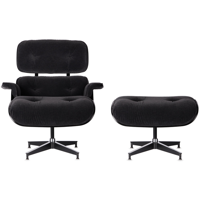 Herman Miller® Black Mohair Supreme Eames Lounge Chair Ottoman - Main Image