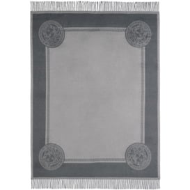 Versace Gray Icon Silk Cashmere-Blend Fringed Blanket - thumbnail 1