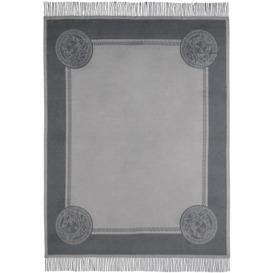 Versace Gray Icon Silk Cashmere-Blend Fringed Blanket